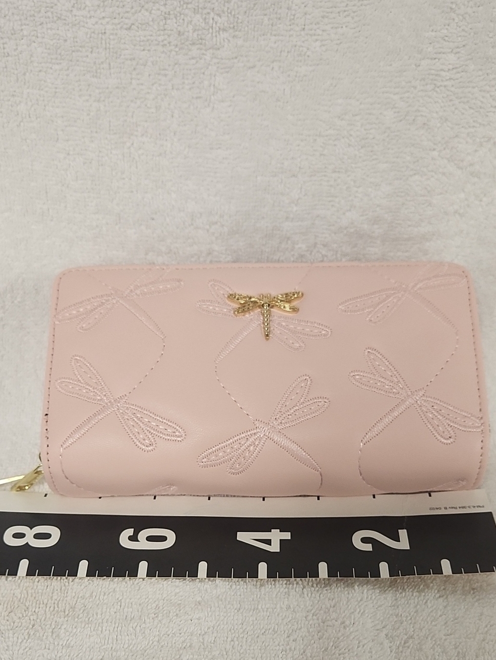 NWOT Soft Pink Dragonfly Zip Wallet with Gold Accent